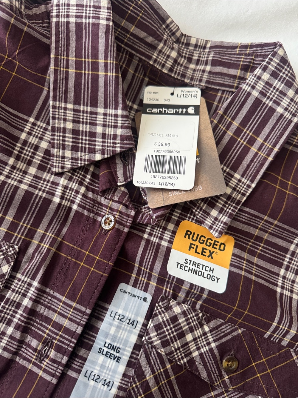 Carhartt Burgundy Plaid Button-Down Shirt - Picture 3 of 4